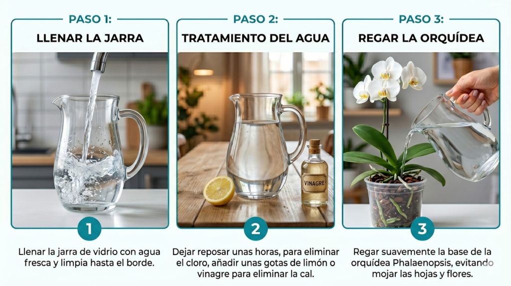 Infografia para enseñarte a regar tu orquídea mariposa