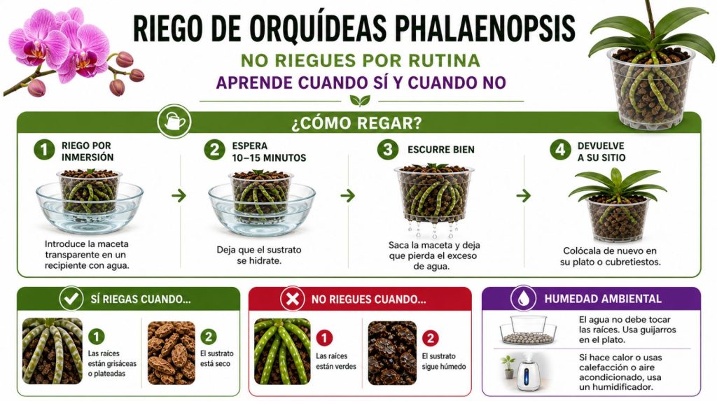 Infografía que te enseña a regar tu orquídea Phalaenopsis