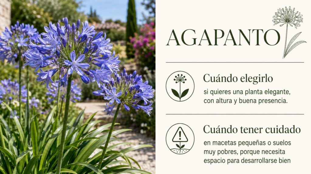 Agapanto: planta vivaz de altura para el verano Agapanto con varas florales azules, planta vivaz elegante para jardines y macetones