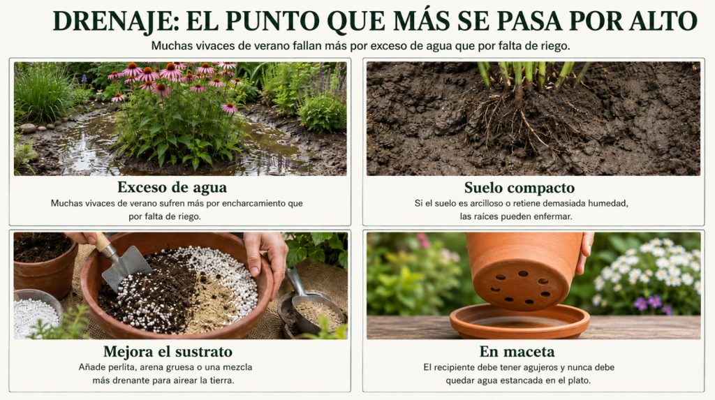 Drenaje: el error más común con las plantas vivaces Causas del exceso de agua y soluciones de drenaje para plantas vivaces en maceta y jardín