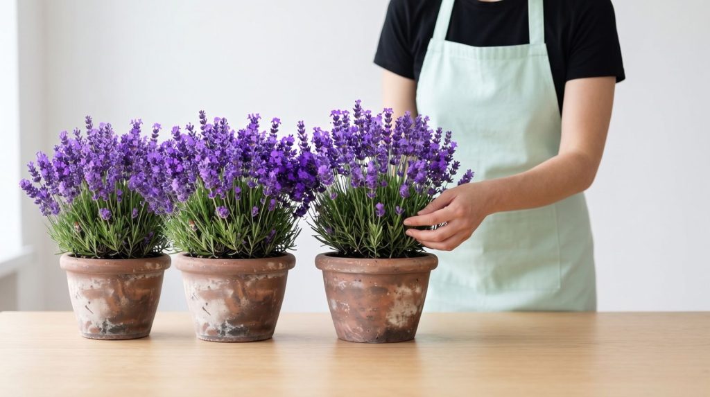 Cómo cuidar la planta de lavanda – Flores Como Soles Florista con plantas de lavanda en maceta, guía de cuidados básicos de la lavanda