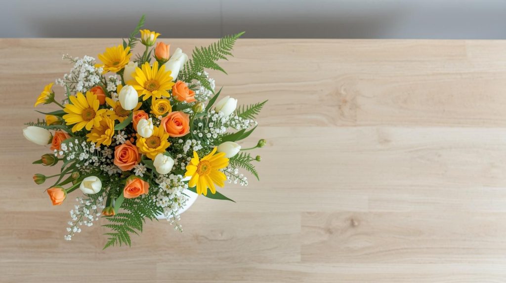 Ramo de flores para regalar en un cumpleaños Ramo de flores variados en tonos amarillos y naranjas