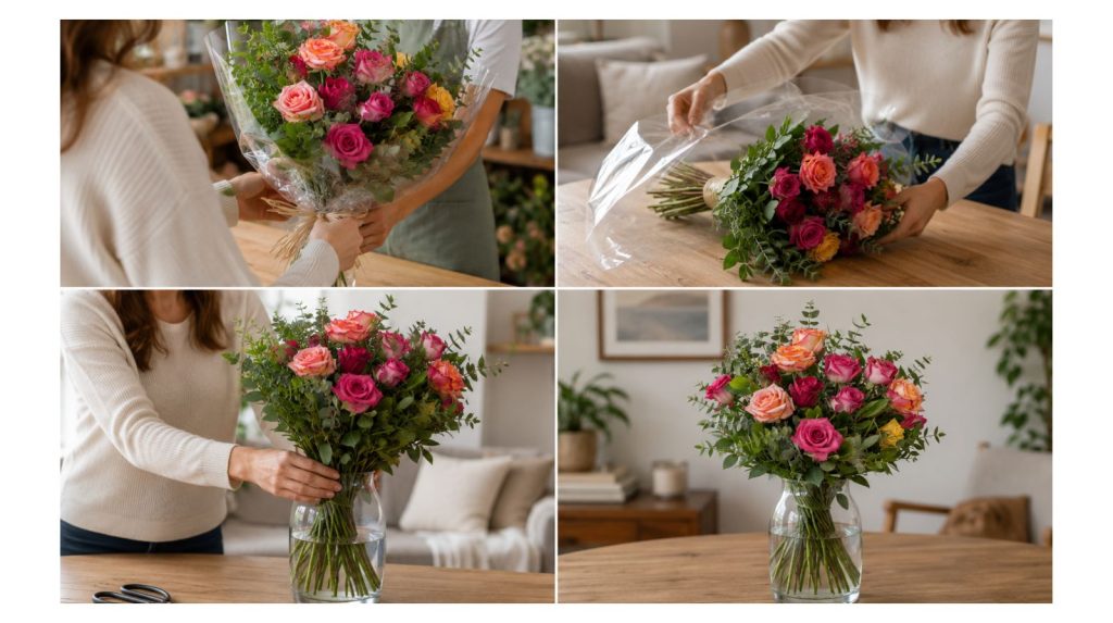 Cuidar ramo de rosas en casa Cómo recibir y colocar un ramo de rosas paso a paso para que dure más