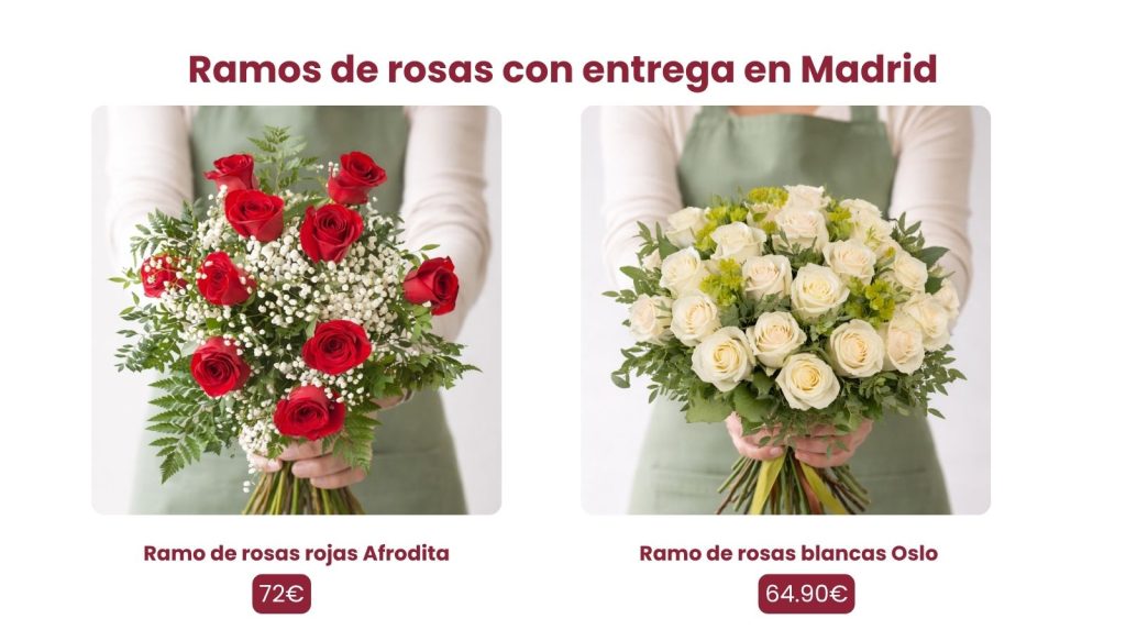 Ramos de rosas con precio disponibles para la entrega en Madrid