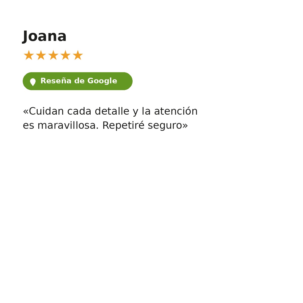 Reseña de clienta - Envío de flores a domicilio Madrid - Flores como Soles Reseña 5 estrellas en Google sobre el servicio de envío de flores a domicilio en Madrid