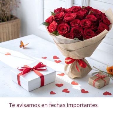 Como en San Valentín, el Día de la Madre Ramo de rosas rojas en una mesa preparado para regalar a tu pareja