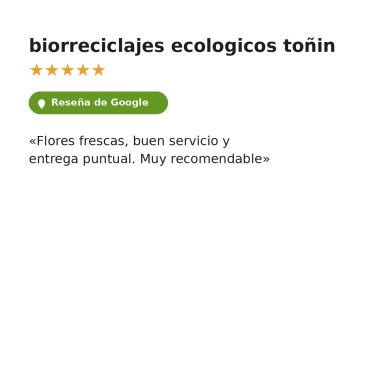 Reseña 5 estrellas en Google de empresa sobre flores frescas y entrega puntual en Madrid