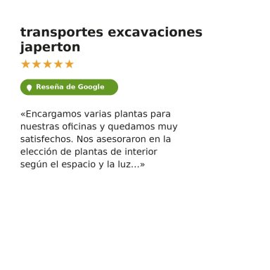 Reseña 5 estrellas en Google de empresa sobre plantas de interior para oficinas en Madrid