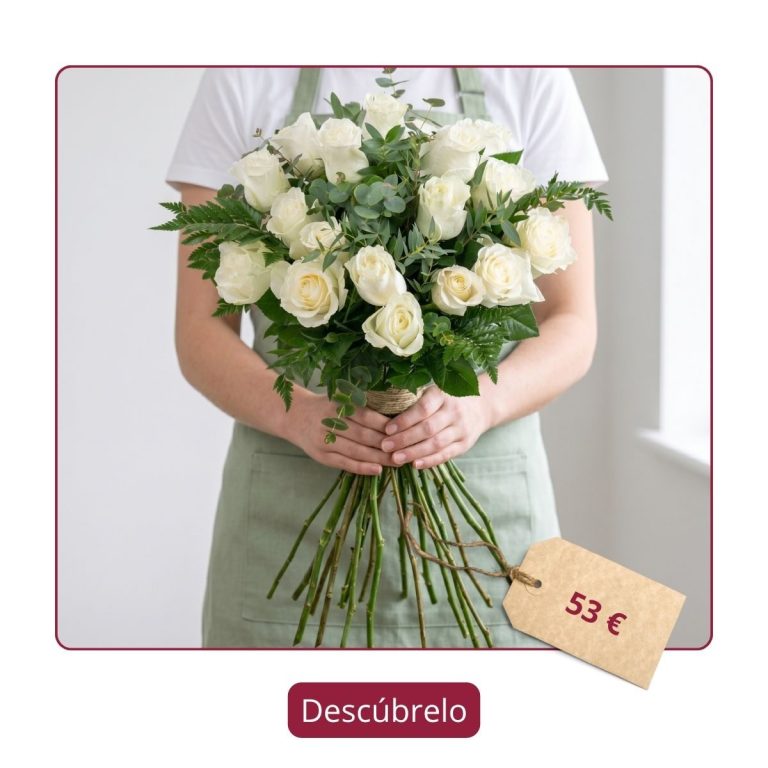 Docena de rosas blancas — Flores como Soles Docena de rosas blancas Luna para regalar en un cumpleaños en Madrid