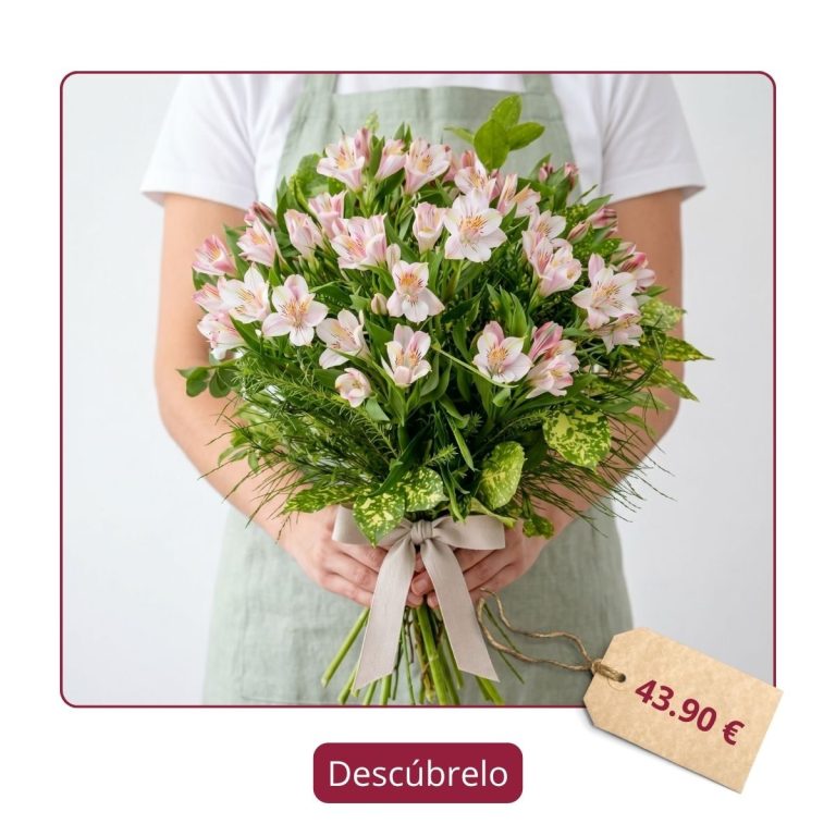 Ramo de alstroemerias — Flores como Soles Ramo de alstroemerias rosa y blanco para regalar en un cumpleaños en Madrid